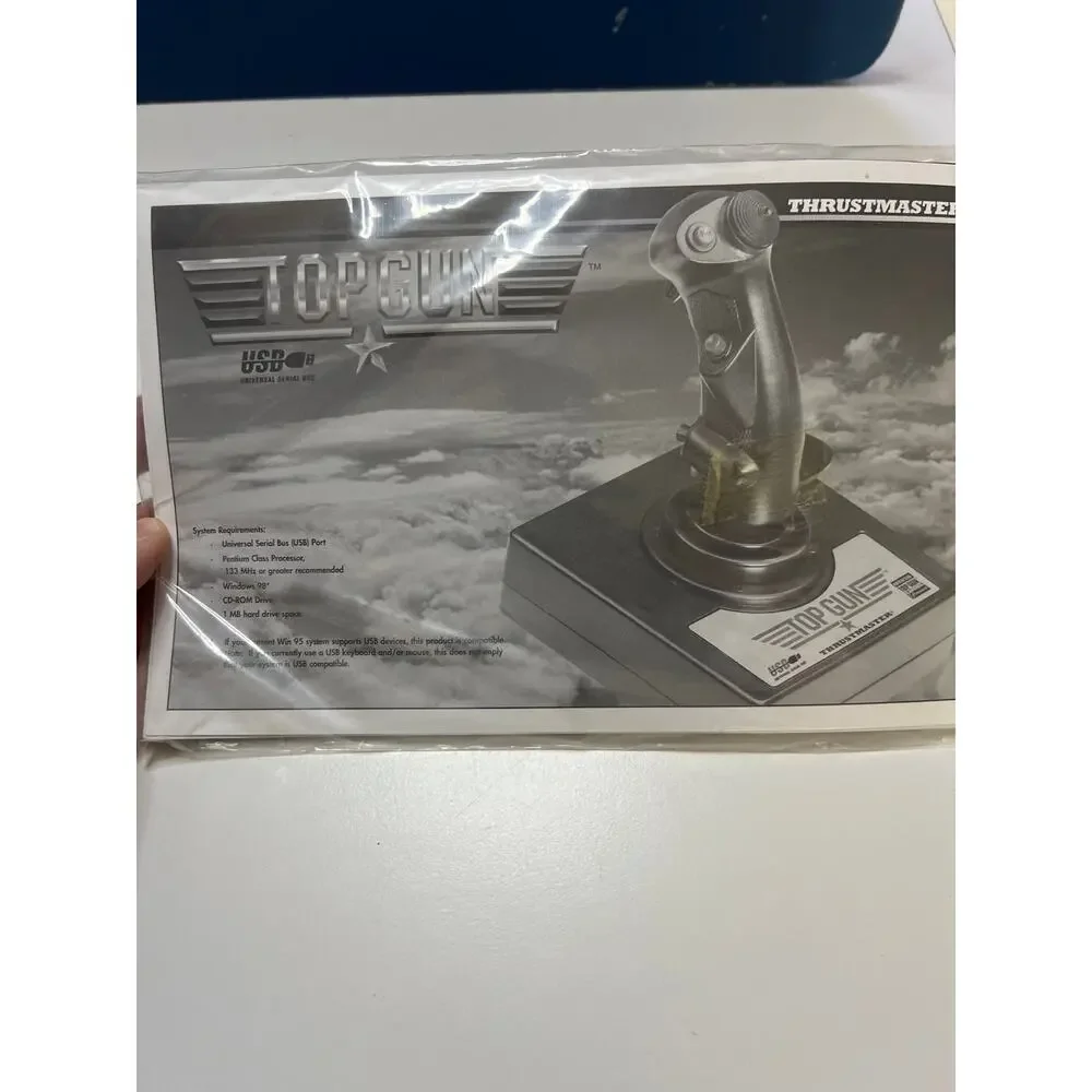 Vintage Thrustmaster Top Gun USB Joystick PC Flight Controller EUC Untested W/CD